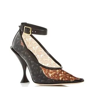 🔥Striking Burberry translucent ankle-strap pumps flaunt an allover TB monogram